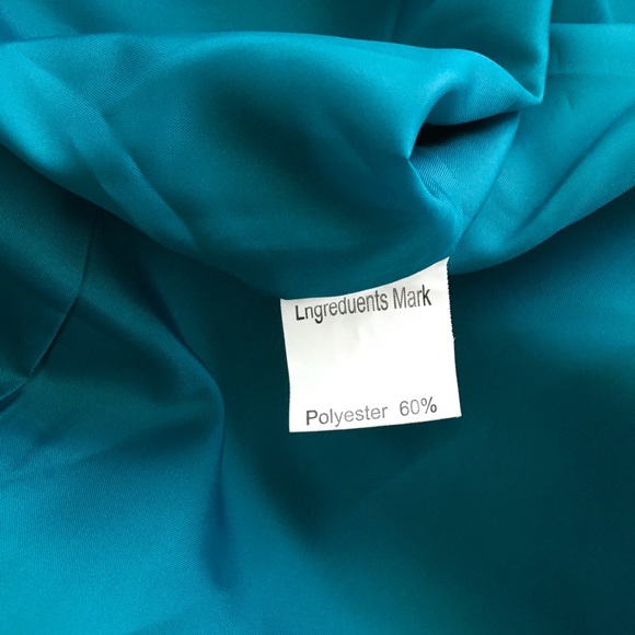 Rossi Roma Italy cotton polyester silk ruffled dressy long top sz L teal color - Picture 5 of 5